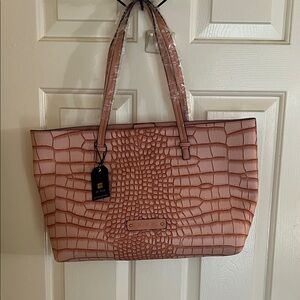 De Vesi Pink Crocodile Embossed Tote